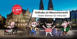 Trolle demonstrieren auf dem Marktplatz