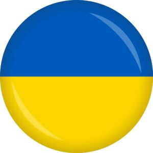 Button in Blau-gelben Farben der Ukrainischen Flagge